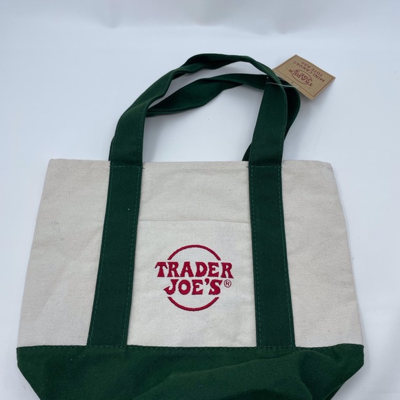 New Trader Joe’s Mini Canvas Tote Bag GREEN Limited Edition Reusable - Picture 5 of 10